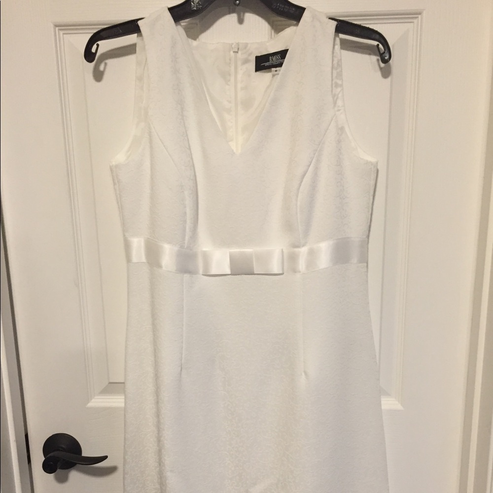 B. Moss Lined White Bow Dress  NWT  Sz 8